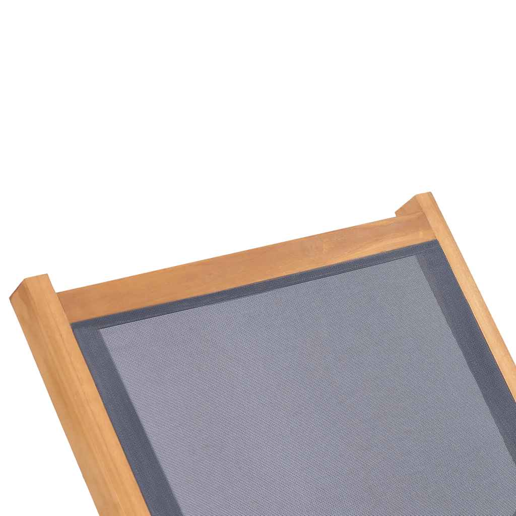 Folding Sun Lounger with Wheels Solid Teak and Textilene