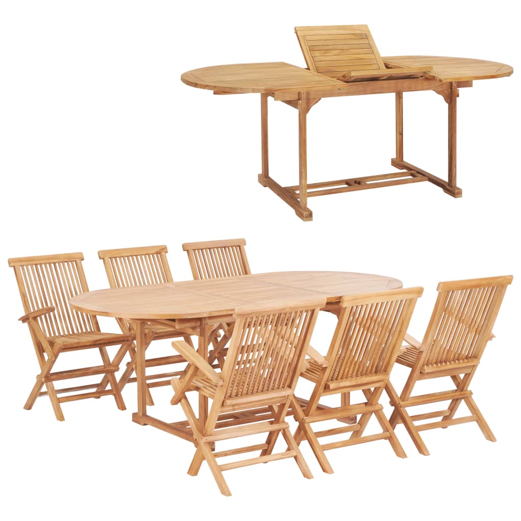 7 Piece Outdoor Dining Set 150-200x100x75 cm Solid Teak Wood