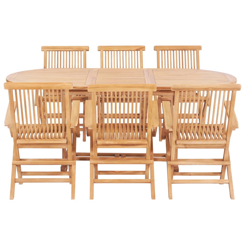 7 Piece Outdoor Dining Set 150-200x100x75 cm Solid Teak Wood