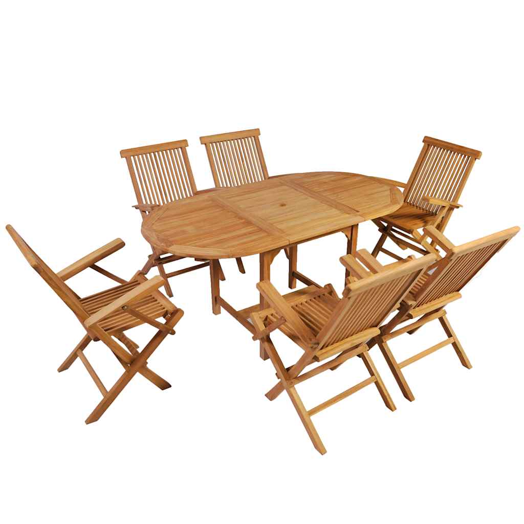 7 Piece Outdoor Dining Set Solid Teak Wood