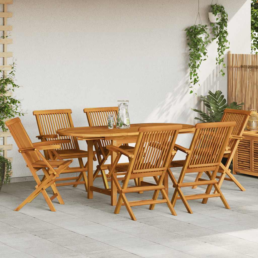 7 Piece Outdoor Dining Set Solid Teak Wood