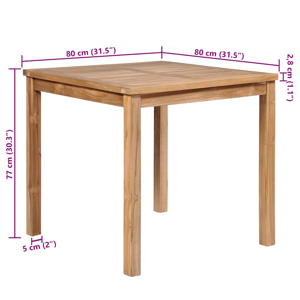 Garden Table 80x80x77 cm Solid Teak Wood