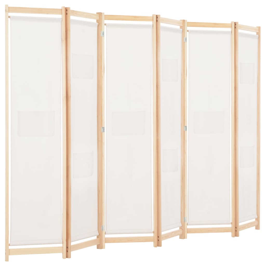 6-Panel Room Divider Cream 240x170x4 cm Fabric