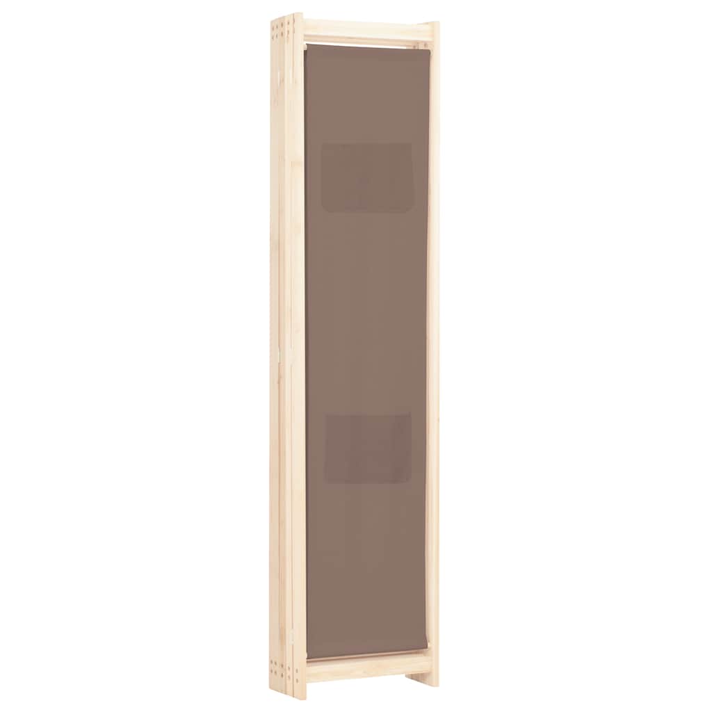 5-Panel Room Divider Brown 200x170x4 cm Fabric