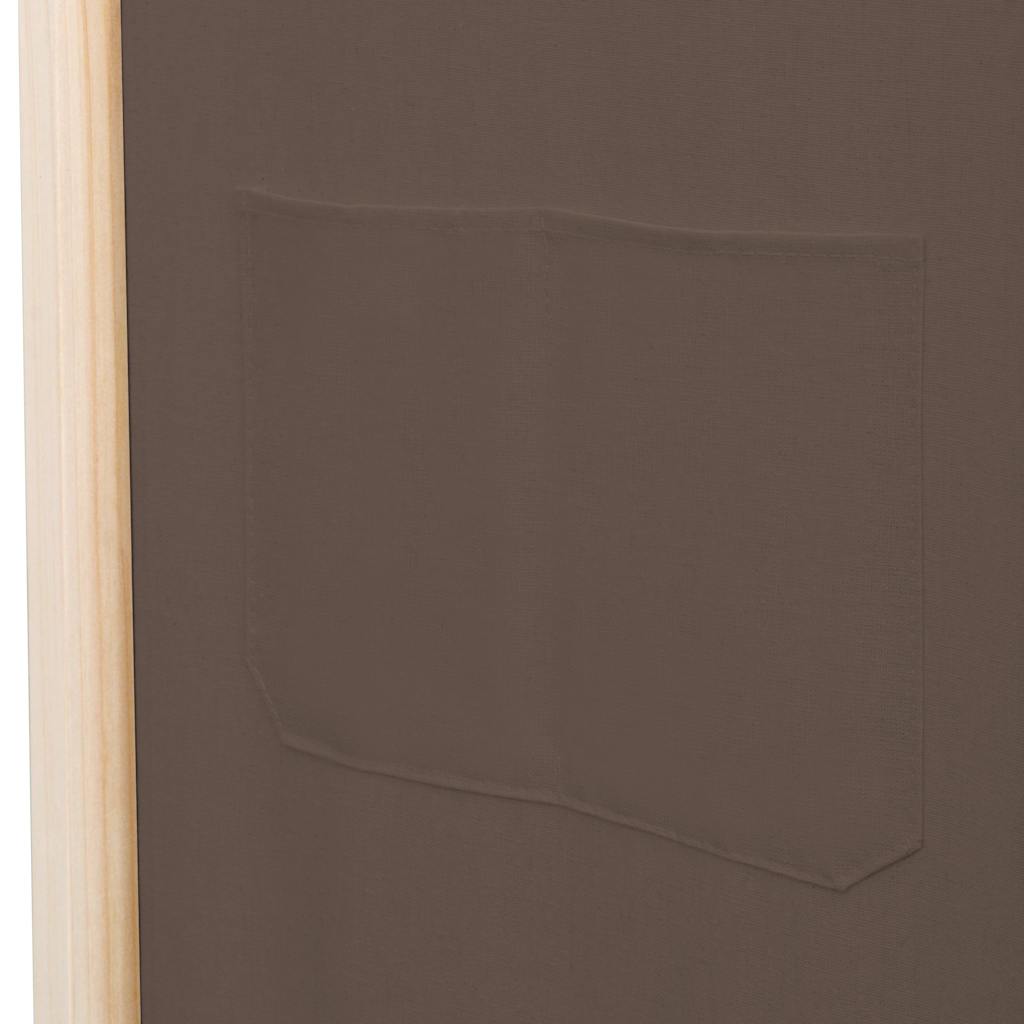 5-Panel Room Divider Brown 200x170x4 cm Fabric
