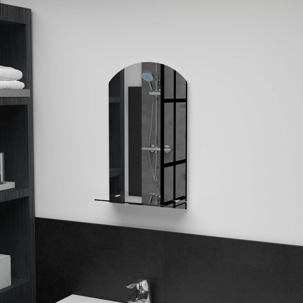 Wall Mirror With Shelf Tempered Glass