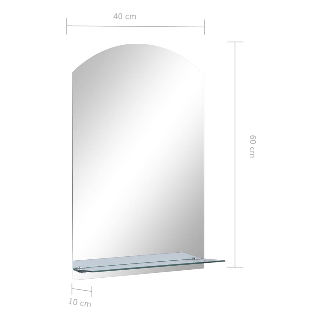 Wall Mirror With Shelf Tempered Glass