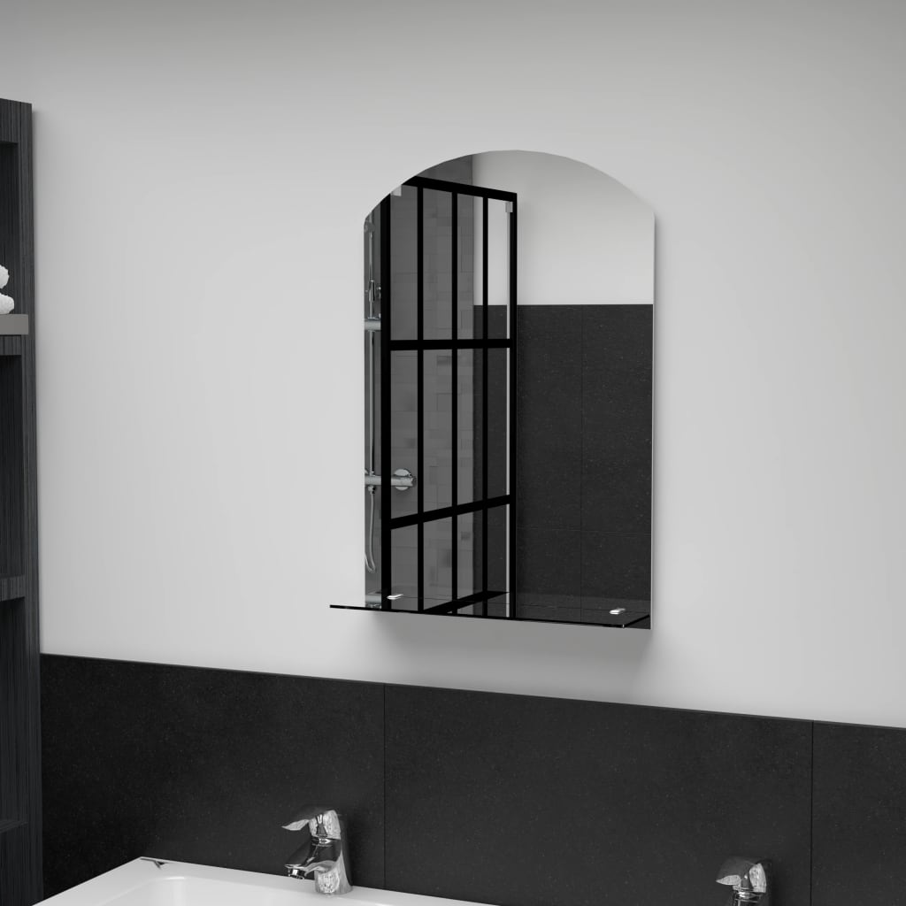Wall Mirror With Shelf Tempered Glass