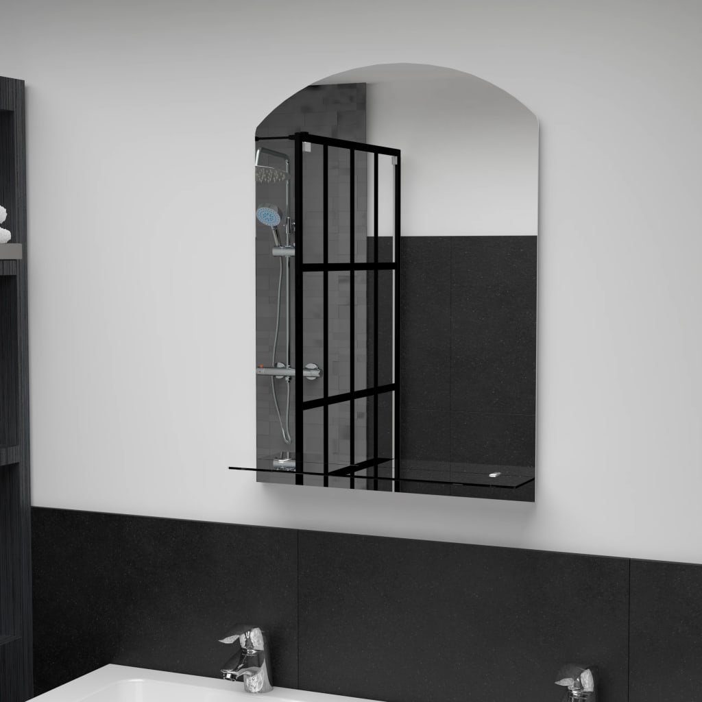 Wall Mirror With Shelf Tempered Glass