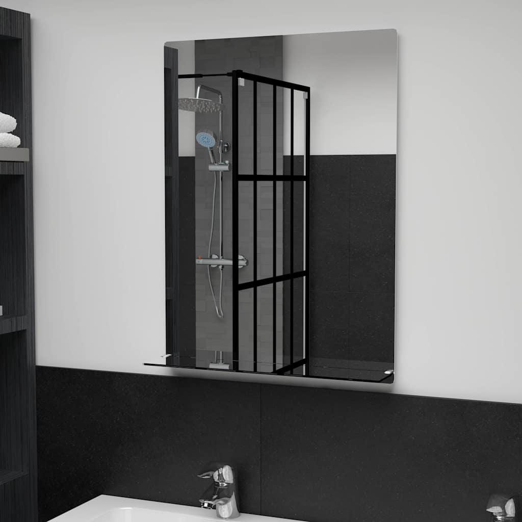 Wall Mirror With Shelf Tempered Glass