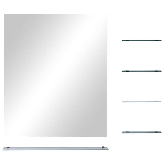 Wall Mirror With 5 Shelves Silver 50X60 Cm