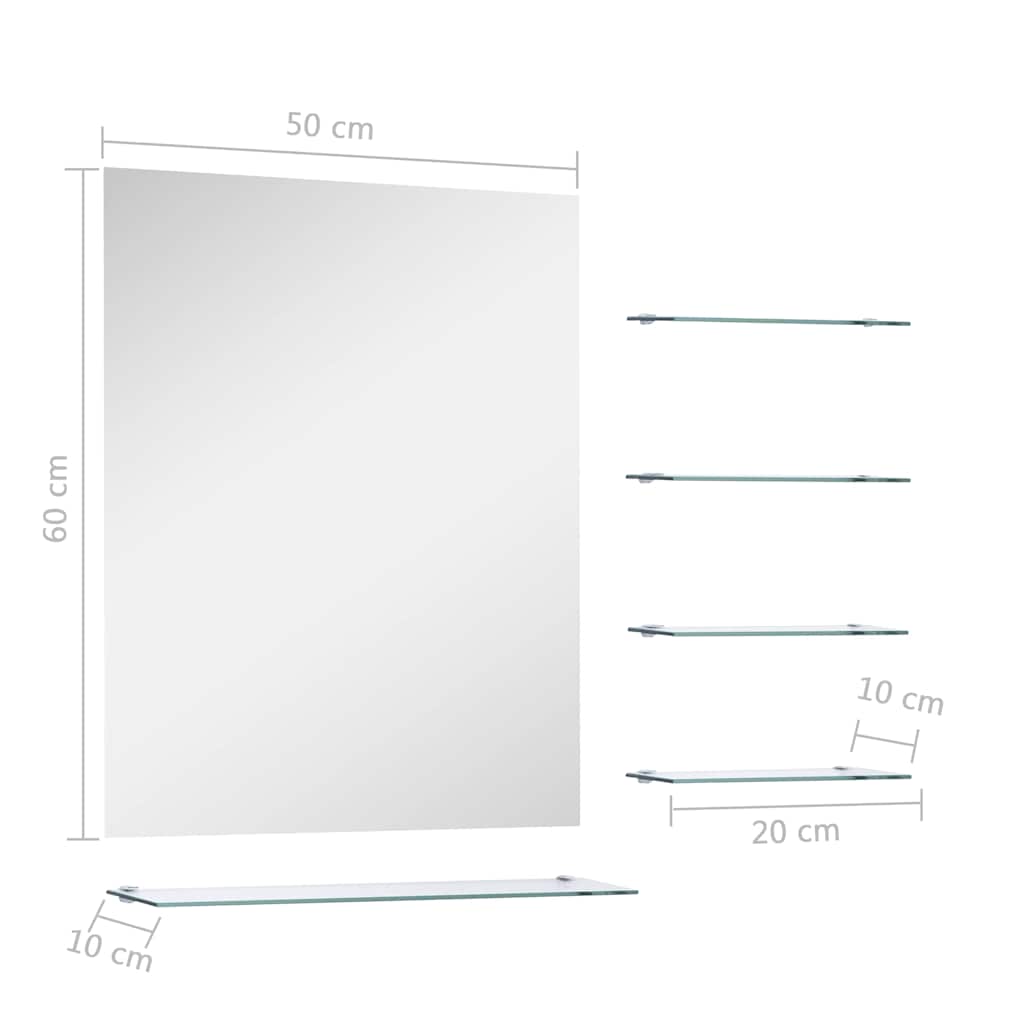 Wall Mirror With 5 Shelves Silver 50X60 Cm