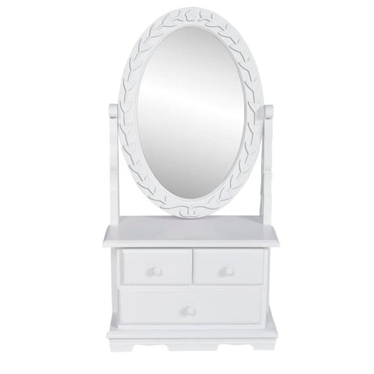 Vanity Makeup Table With Oval Swing Mirror Mdf
