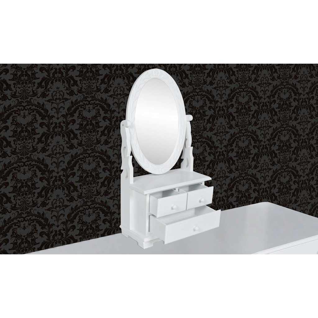 Vanity Makeup Table With Oval Swing Mirror Mdf