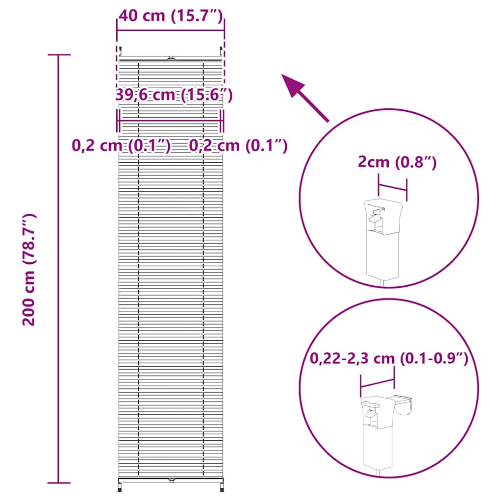 Plisse Blind 40x200cm Creme