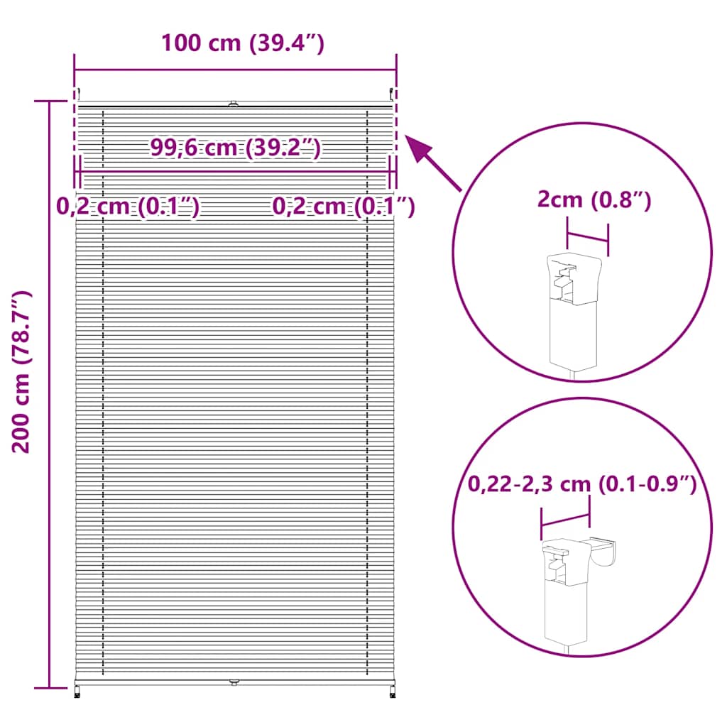 Plisse Blind 100x200cm Cream