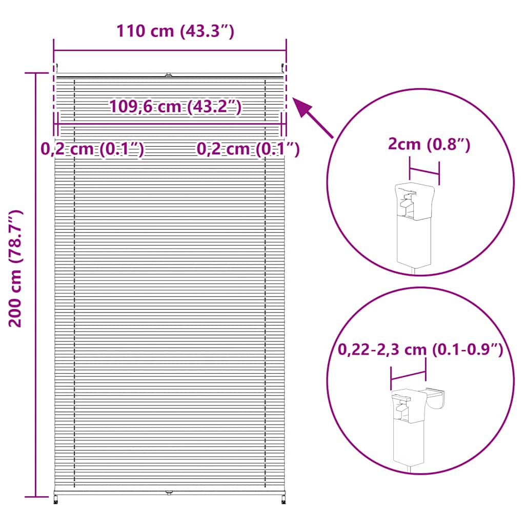 Plisse Blind 110x200cm Creme