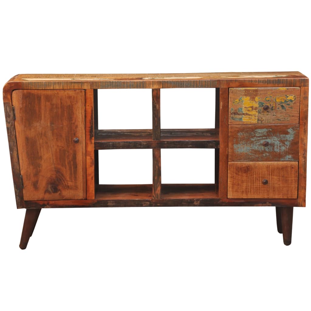 Reclaimed Cabinet Solid Wood with 1 Door 4 Shelves 3 Drawers