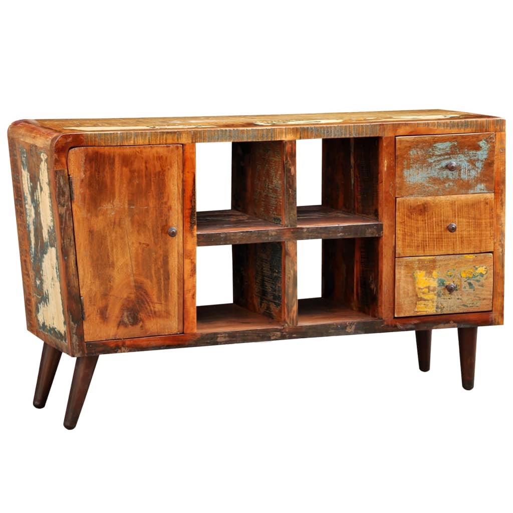 Reclaimed Cabinet Solid Wood with 1 Door 4 Shelves 3 Drawers