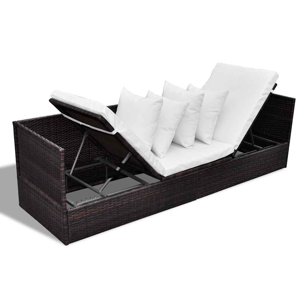 Sun Lounger Brown 200 x 60 x 58 cm Poly Rattan