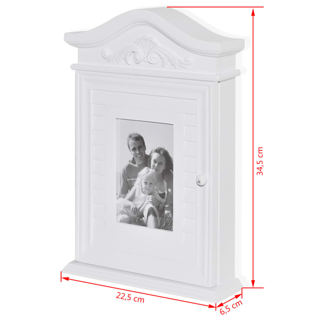 Key Cabinet with Photo Frame White