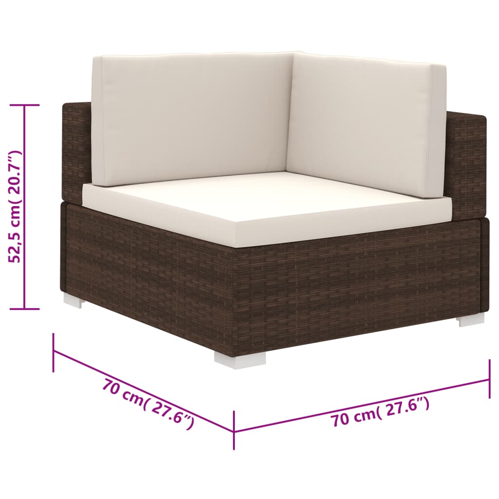 6 Piece Garden Lounge Set with Cushions Poly Rattan Brown