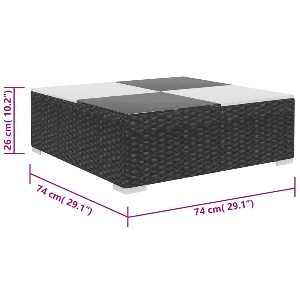 6 Piece Garden Lounge Set with Cushions Poly Rattan Black