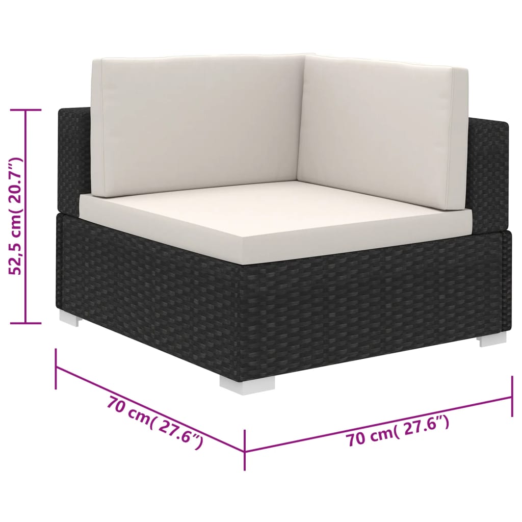 6 Piece Garden Lounge Set with Cushions Poly Rattan Black