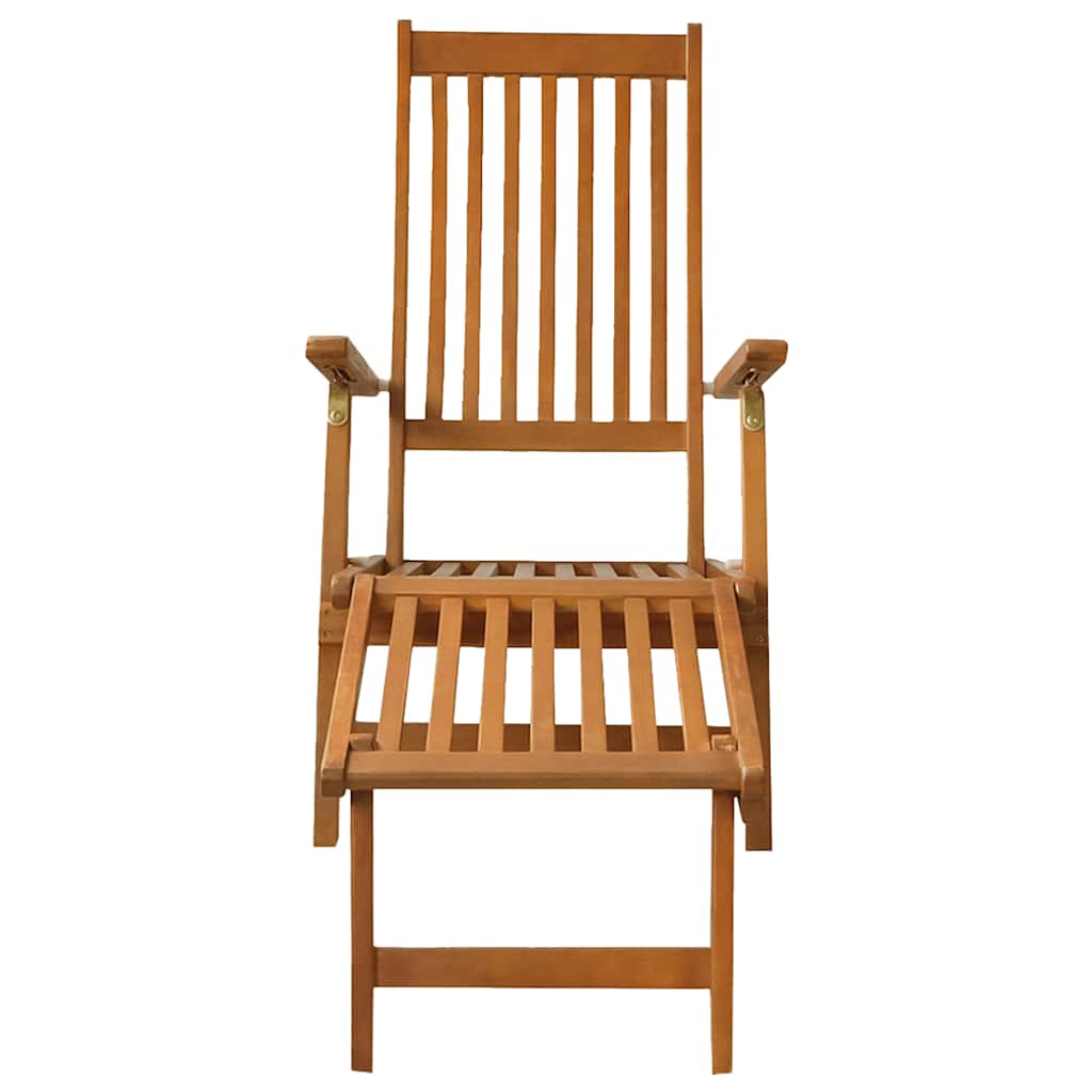 Outdoor Deck Chair with Footrest Solid Acacia Wood