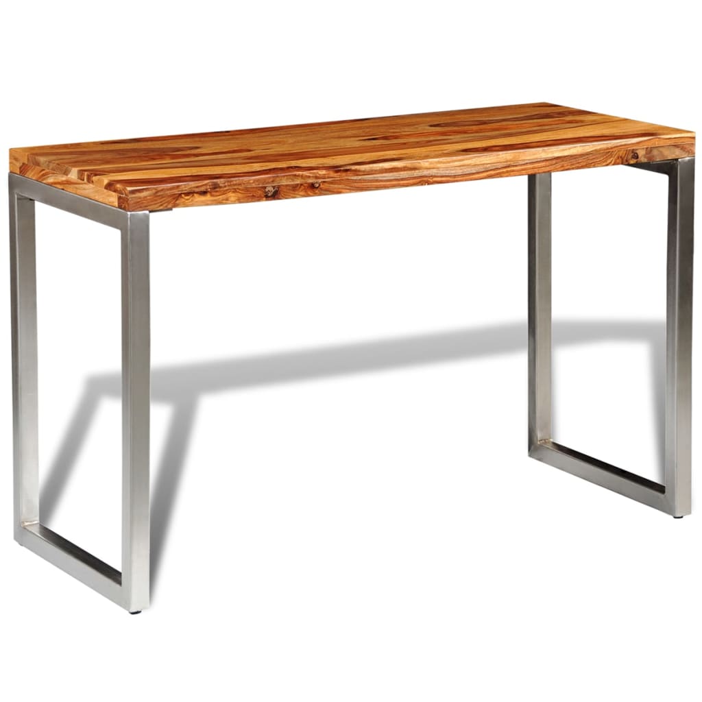 Solid Wood Dining Table Office Desk with Steel Leg