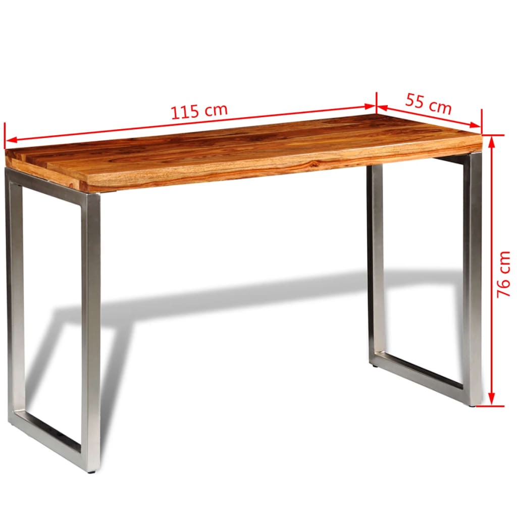 Solid Wood Dining Table Office Desk with Steel Leg