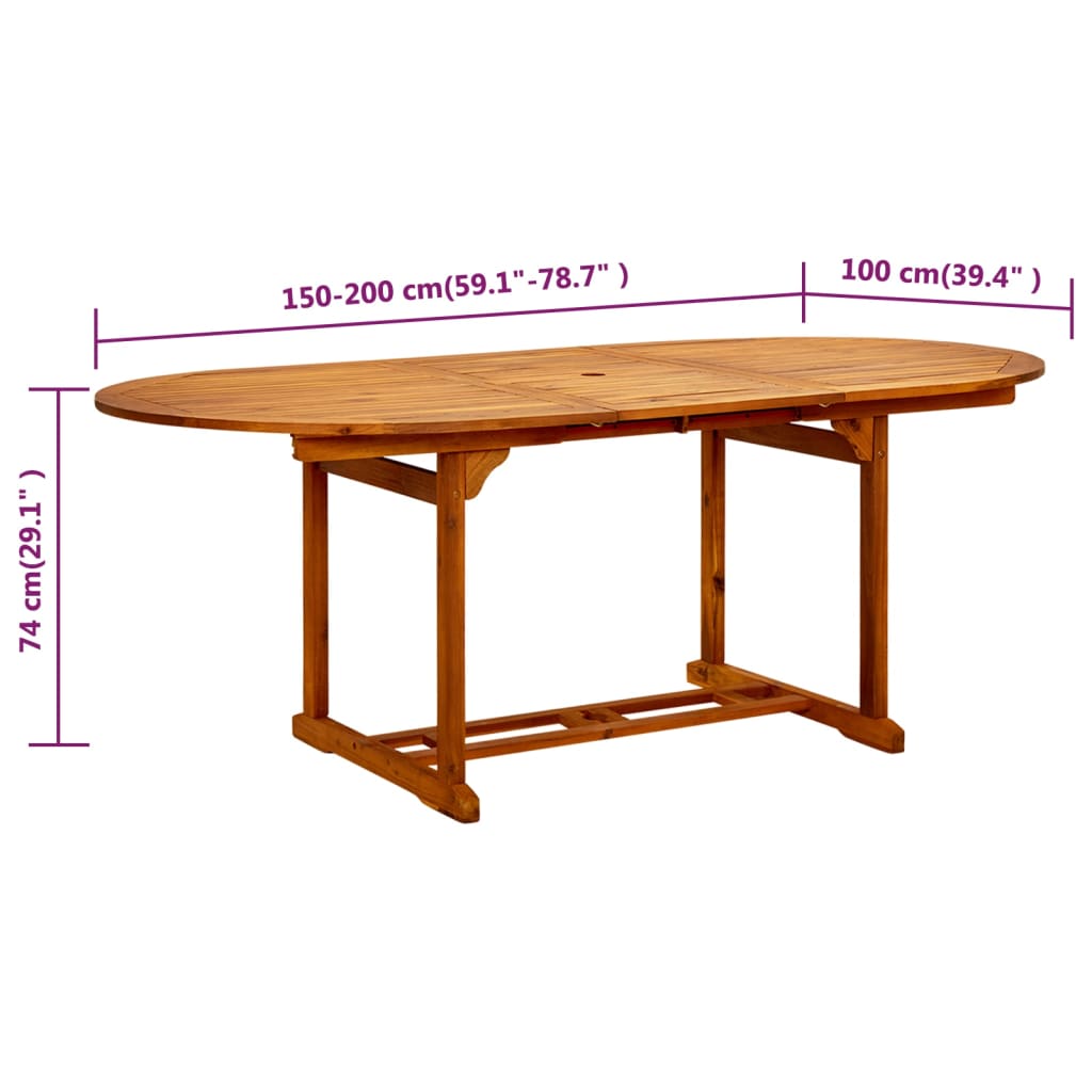 Garden Table 200x100x75 cm Solid Acacia Wood
