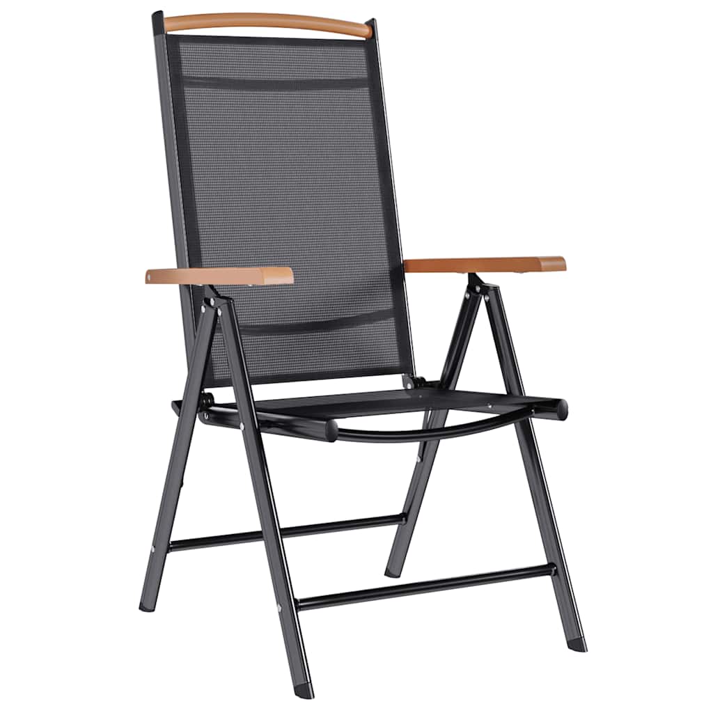 Folding Garden Chairs 2 pcs Aluminium and Textilene Black