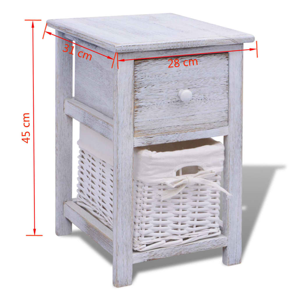 Bedside Cabinet Wood White