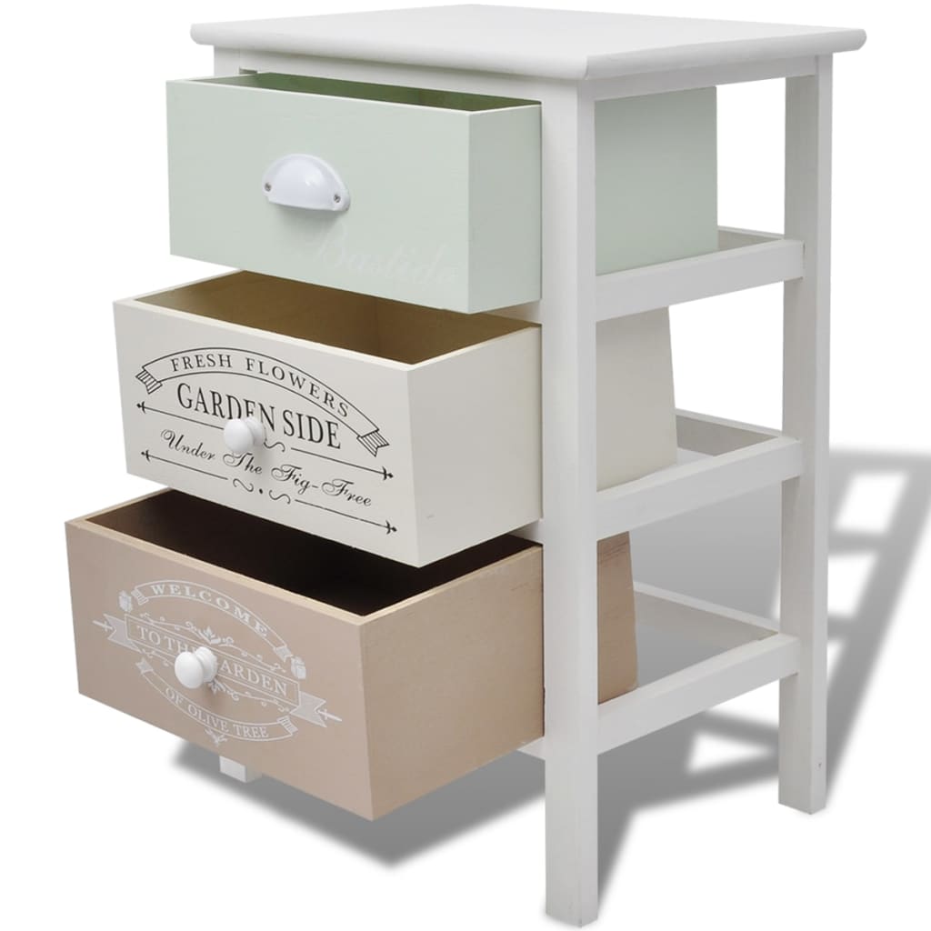 French Storage Cabinet 3 Drawers Wood