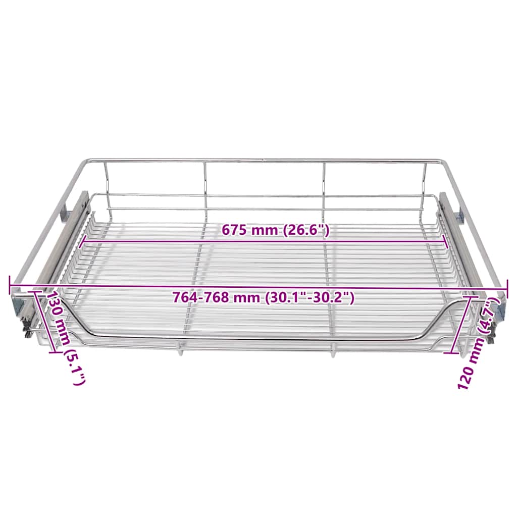 Pull-Out Wire Baskets 2 pcs Silver 800 mm