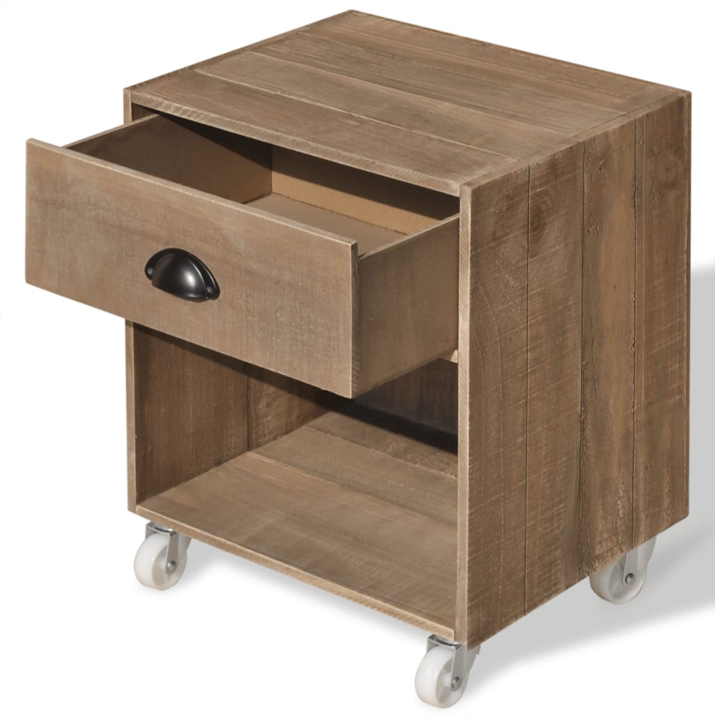 Nightstand Brown Solid Wood