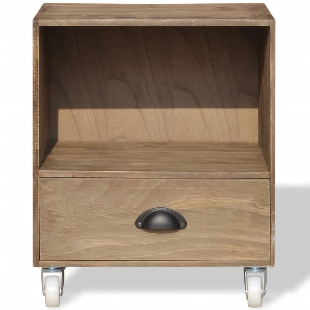 Nightstand Brown Solid Wood
