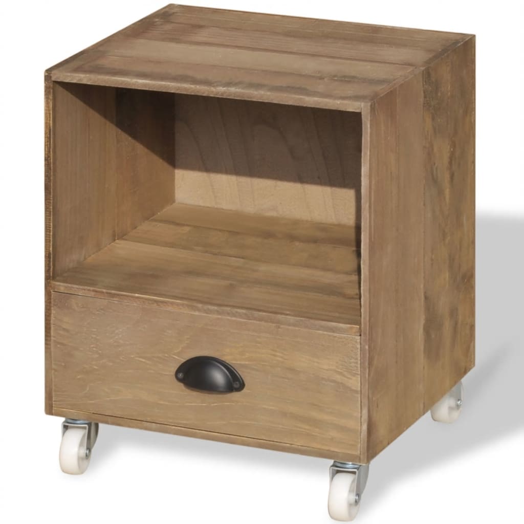 Nightstand Brown Solid Wood
