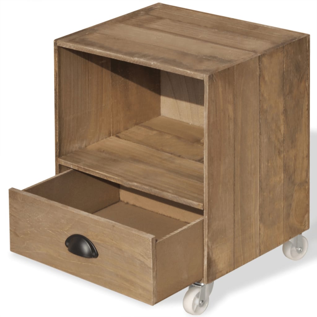 Nightstand Brown Solid Wood