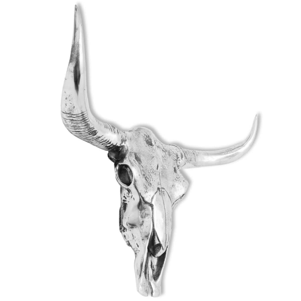 Skull Head Decoration Wall-Mounted Aluminium Silver