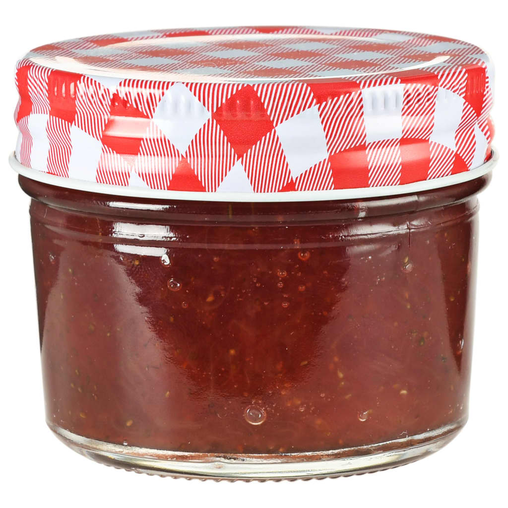 Glass Jam Jars with White and Red Lids 96 pcs 110 ml