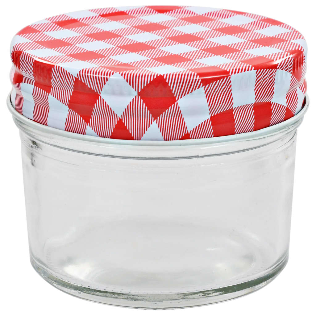 Glass Jam Jars with White and Red Lids 96 pcs 110 ml