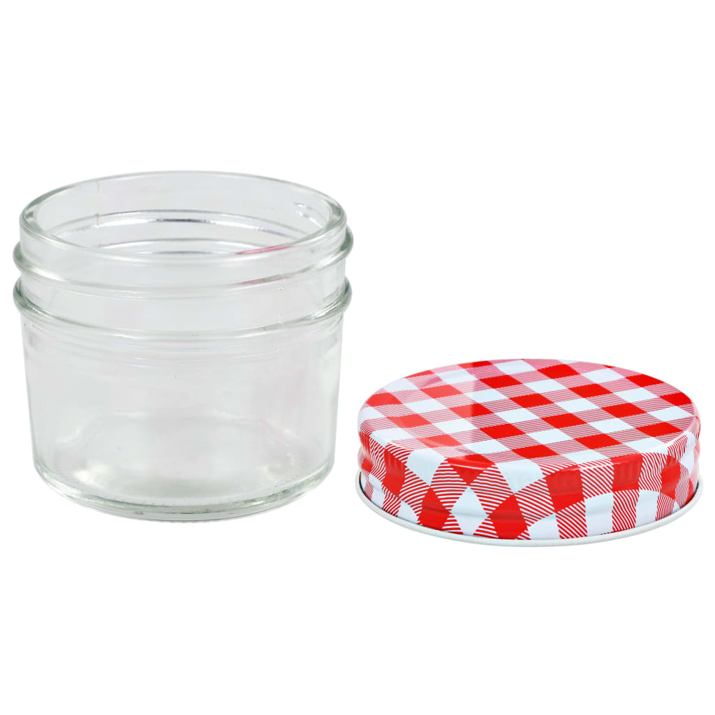 Glass Jam Jars with White and Red Lids 96 pcs 110 ml