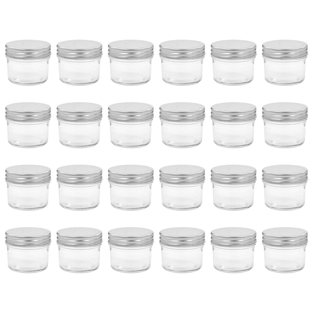 Glass Jam Jars with Silver Lids 24 pcs 110 ml