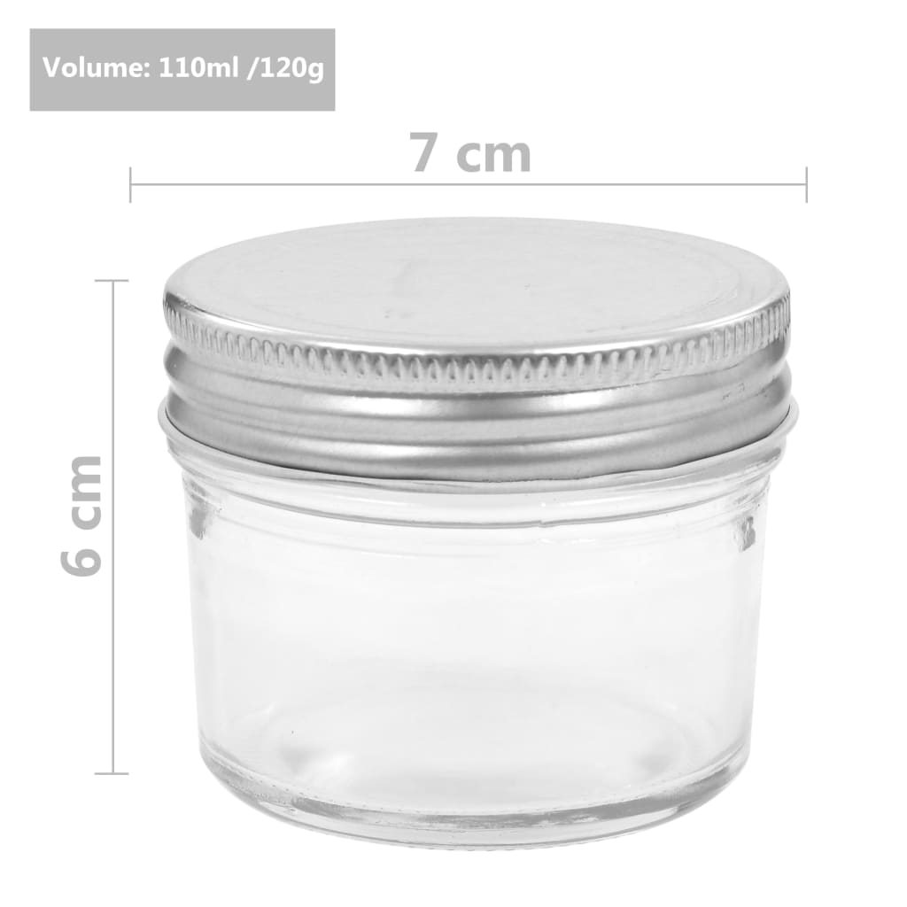 Glass Jam Jars with Silver Lids 48 pcs 110 ml