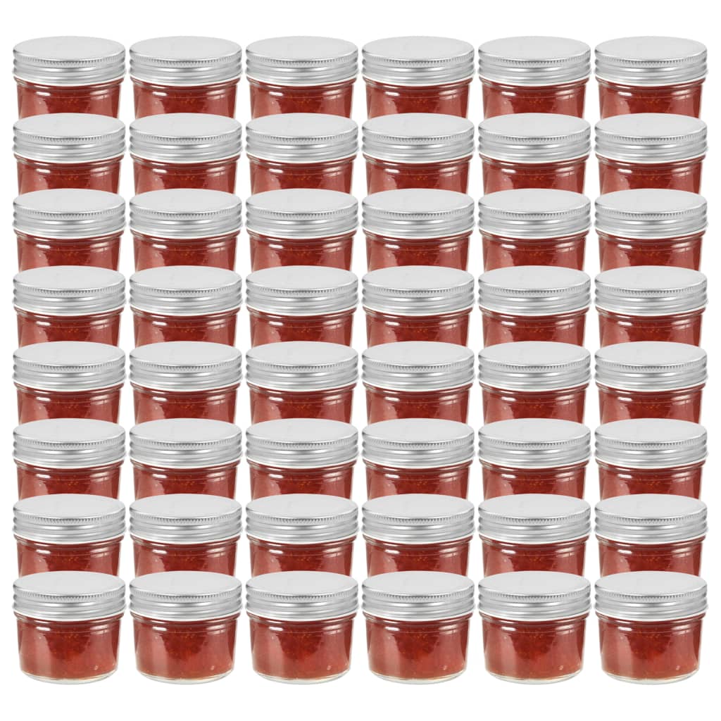 Glass Jam Jars with Silver Lids 48 pcs 110 ml