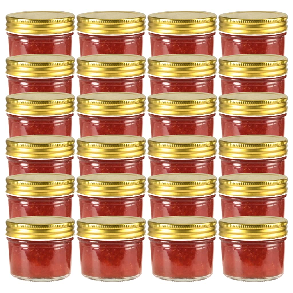 Glass Jam Jars with Gold Lids 24 pcs 110 ml