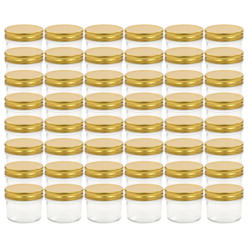 Glass Jam Jars with Gold Lid 48 pcs 110 ml