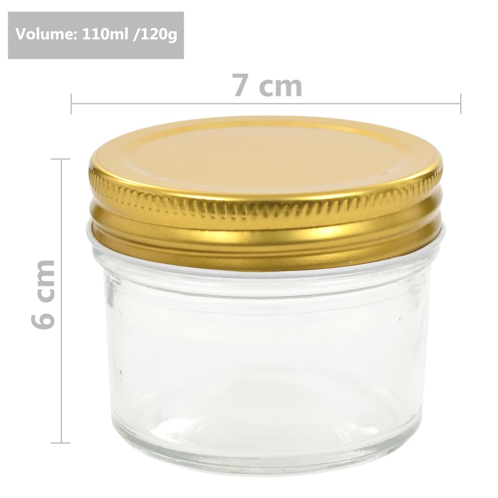 Glass Jam Jars with Gold Lid 48 pcs 110 ml